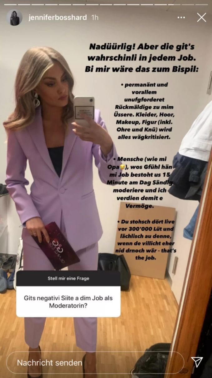 Jennifer Bosshard spricht auf Instagram Klartext. jennifer