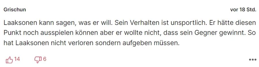 Laaksonens Verteidigung bei Nau.ch sei lediglich eine Ausrede, so dieser Leser.