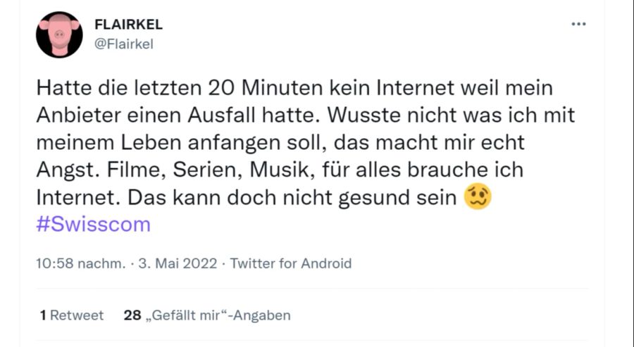 Swisscom Störung Tweet