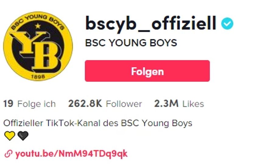 YB ist der Schweizer Club mit den meisten Followern auf Tiktok.