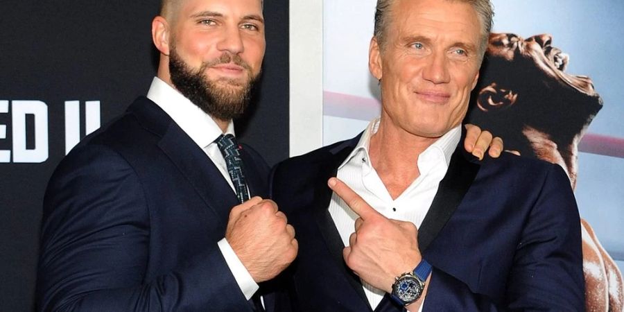 Florian Munteanu (l.) und Dolph Lundgren bei der Premiere von «Creed II».