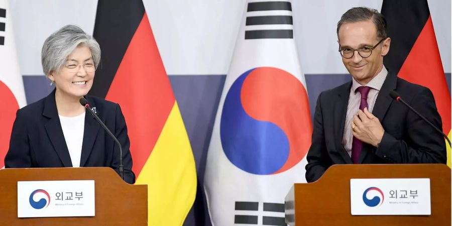 Kang Kyung Wha und Heiko Maas an der gemeinsamen Pressekonferenz.