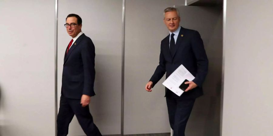 Der französische Finanzminister Bruno Le Maire (r.) verhandelt seit Wochen mit dem US-Amtskollegen Steven Mnuchin (l.).