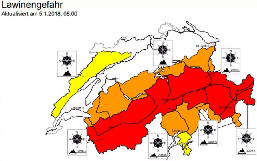 Lawinensituation in der Schweiz.