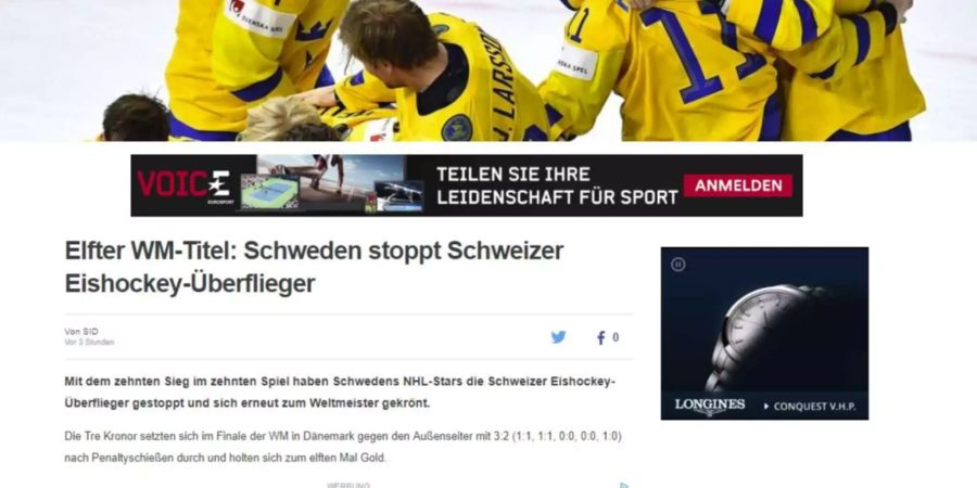 «Eurosport» ist der Meinung, dass die NHL-Stars die Schweizer Eishockey-Überflieger gestoppt haben.