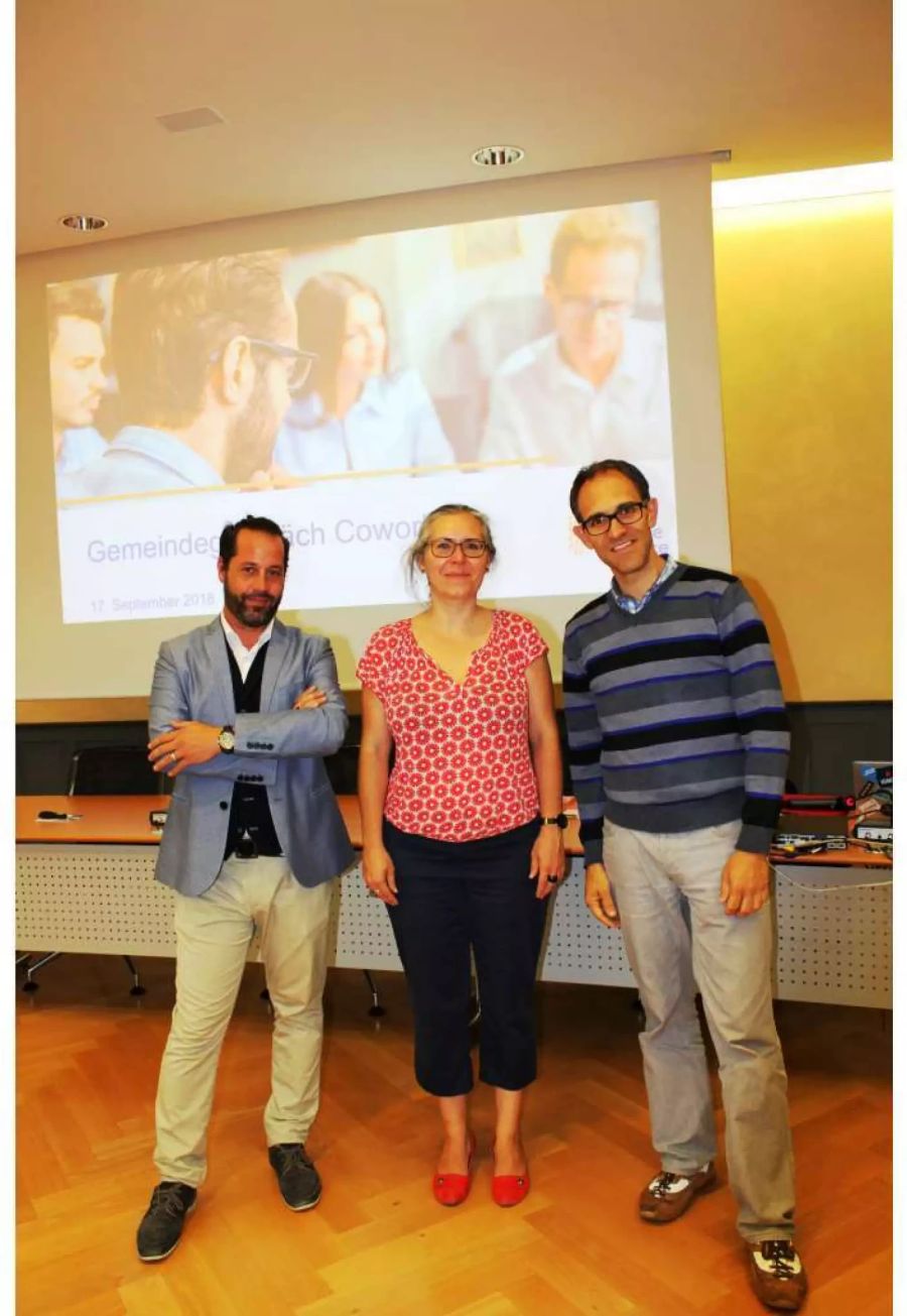 Enzo Schrembs, Projektleiter Coworking-Büro Kreuzlingen, Daniela Hälg und Remo Rusca, VillageOffice (v.l) - zvg