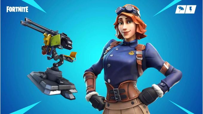 Der Geschützturm aus dem Battle Royale Modus scheint seinen Weg auch in den Rette die Welt Modus gefunden zu haben. Die Flugpionierin sowie ihr Geschützturm, R.O.S.I.E. helfen im Rette die Welt Modus nun auch mit.