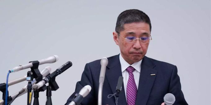 Er gilt als Favorit: Vorstandschef Hiroto Saikawa bei einer Pressekonferenz. Vorstandschef Hiroto Saikawa bei einer Pressekonferenz.