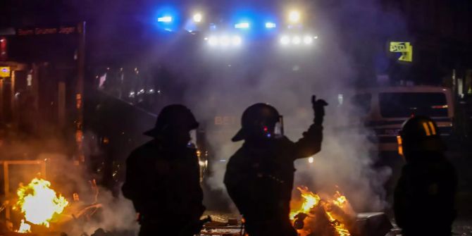 Polizisten in Hamburg anlässlich G20-Protesten.