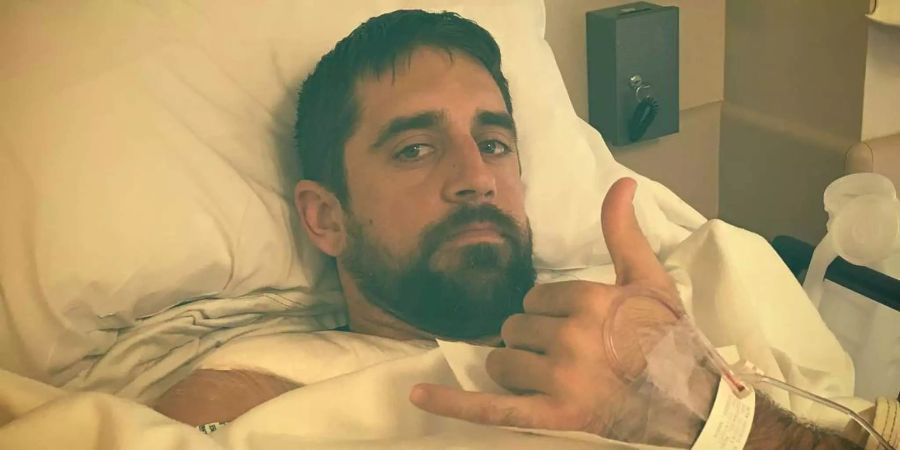Green Bay-QB Aaron Rodgers nach seiner Operation.