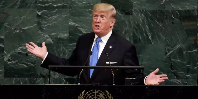 US-Präsident Donald Trump spricht bei der UN-Generaldebatte der Vereinten Nationen. US-Präsident Donald Trump spricht bei der UN-Generaldebatte der Vereinten Nationen.