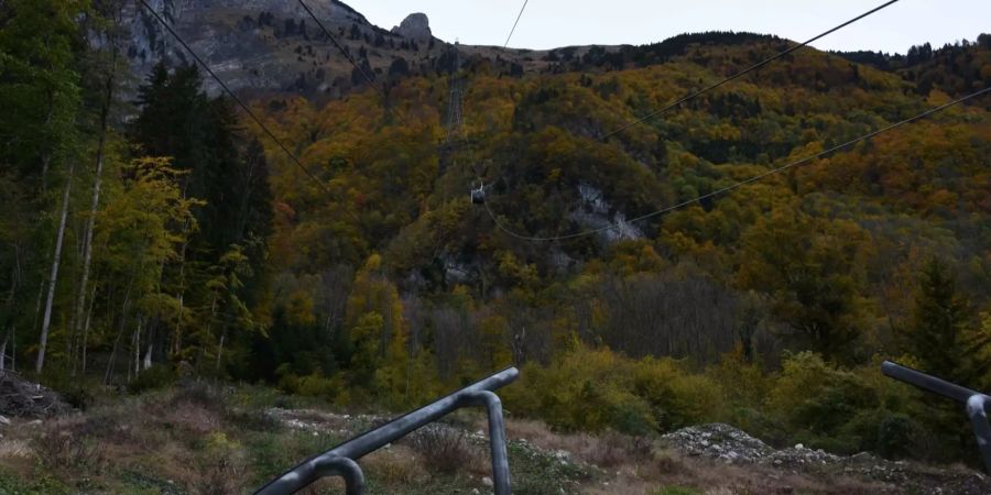 Eine Luftseilbahn-Kabine der Bergbahn Staubern in Flümsen SG.