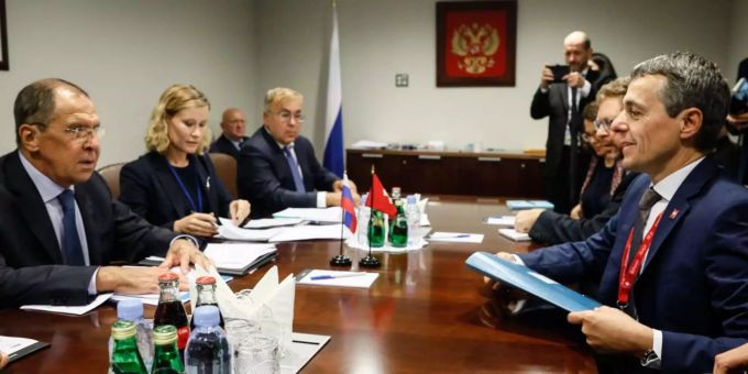Ignazio Cassis mit dem Russischen Aussenminister Sergei Lawrow russland cassis