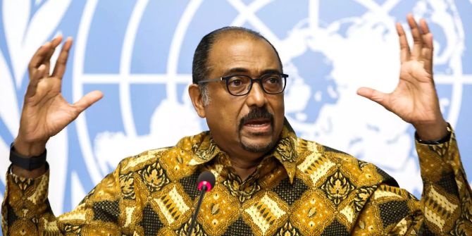 Michel Sidibé, Chef des UN-Programms UNAIDS zur Bekämpfung der Aids-Seuche, spricht auf einer Pressekonferenz.