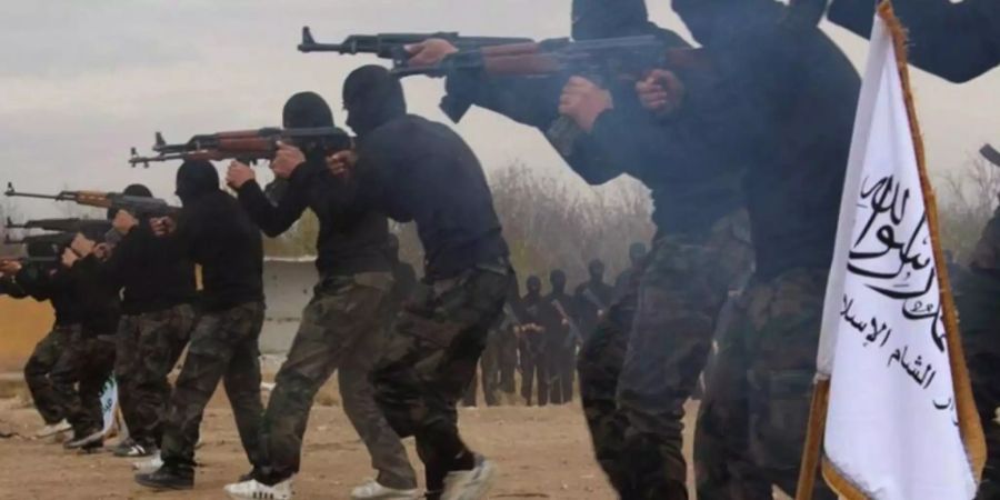 Mitglieder der Ahrar al-Sham stehen 2013 mit ihren Gewehren in einer Reihe.