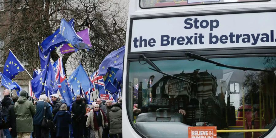 Pro-Brexit und Anti-Brexit Demonstranten.