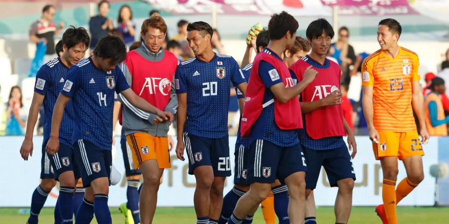 Die Spieler der japanischen Nationalmannschaft nach dem 1:0-Sieg über