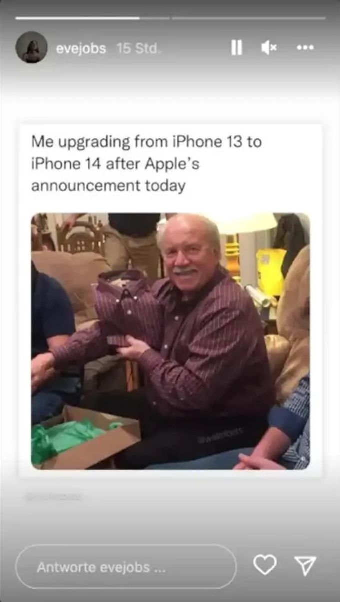 Eve Jobs macht sich auf Instagram über das neue Apple iPhone 14 lustig. apple iphone 14