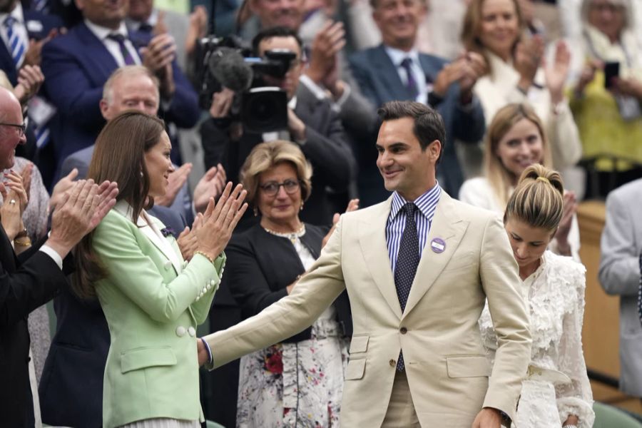 Roger Federer mit Prinzessin Kate und seiner Frau Mirka in der Royal-Box.