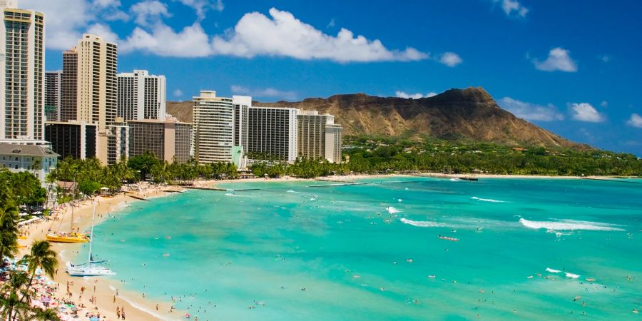 Waikiki Beach, Hotels, Strand, Hawaii, Sommer, Küste