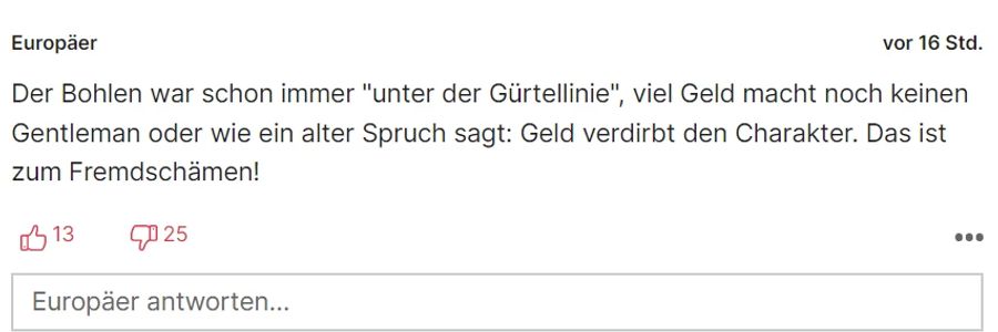 «Zum Fremdschämen» meint «Europäer» zu Dieter Bohlens Aussagen.