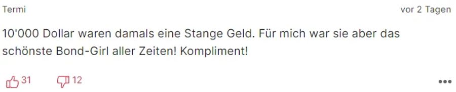 Das sieht auch dieser Leser so. Nicht nur bei ihm gilt Andress als «schönstes Bond-Girl aller Zeiten».