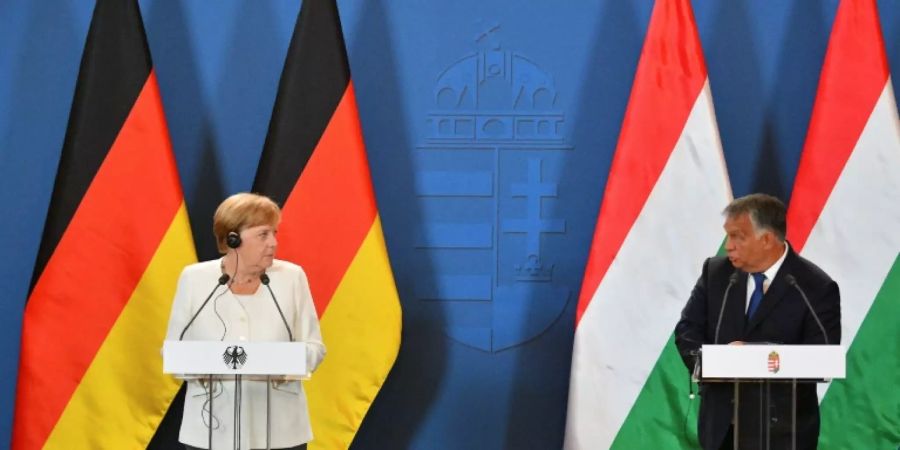 Bundeskanzlerin Merkel und Ungarns Regierungschef Orban