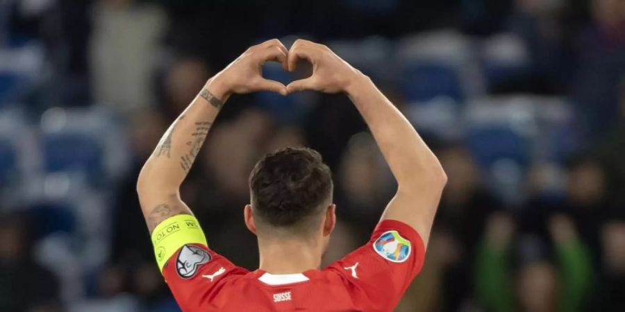 Der Schweizer Granit Xhaka träumt vom Coup in der Nations League. Foto: Georgios Kefalas/KEYSTONE