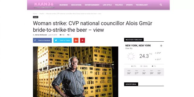 Der Artikel über das Frauenstreik-Bier von CVP-Nationalrat und Bierbrauer Alois Gmür: Da ging schon im Titel einiges schief. Alois Gmür Fake News