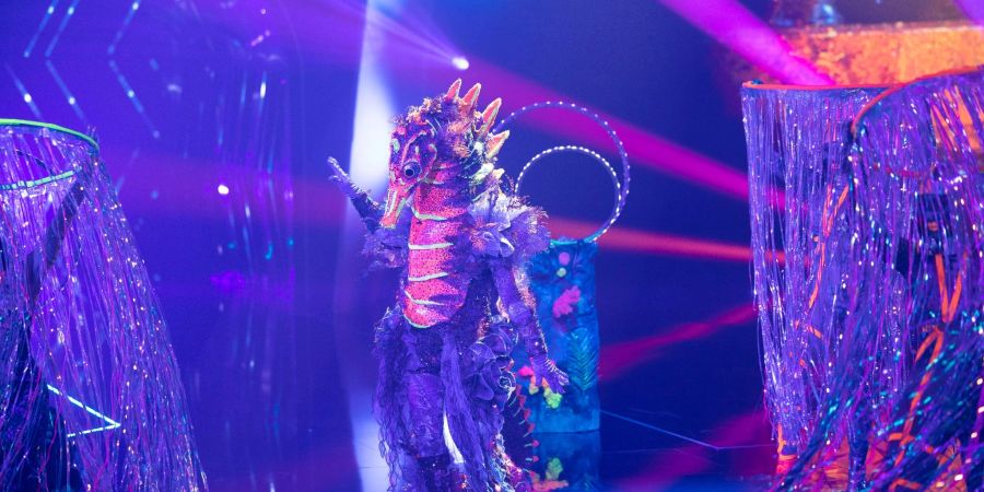 «Das Seepferdchen» steht in der ProSieben-Show «The Masked Singer» auf der Bühne. (Aufnahme vom 08.04.2023)