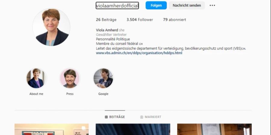 Viola Amherd Bundesrat Instagram