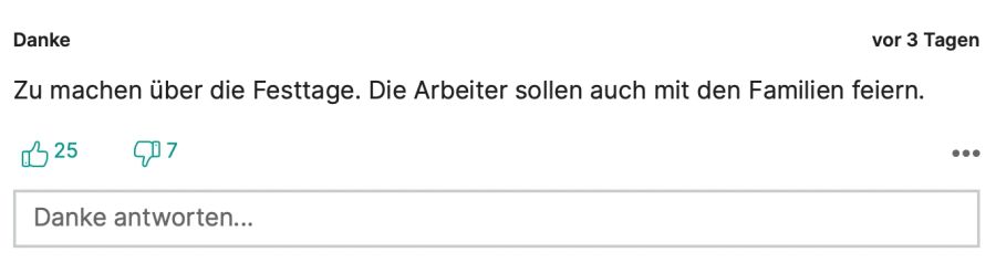 «Danke» findet, die in Skigebieten Arbeitenden sollen über die Festtage frei bekommen.