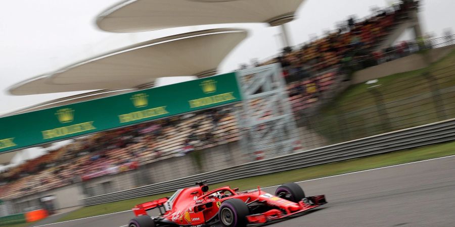 Der damalige Ferrari-Pilot Sebastian Vettel im April 2018 auf dem Shanghai International Circuit.