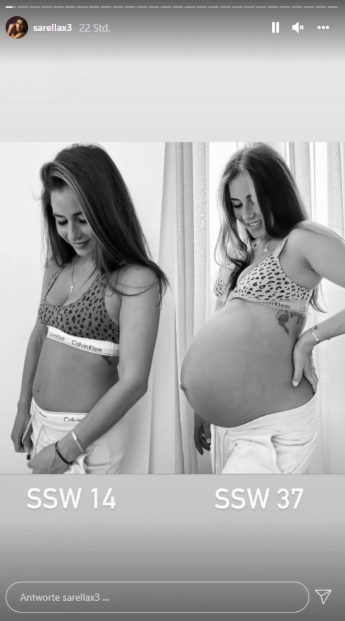 Sarah Engels zeigt stolz ihren Baby-Bauch. sarah engels