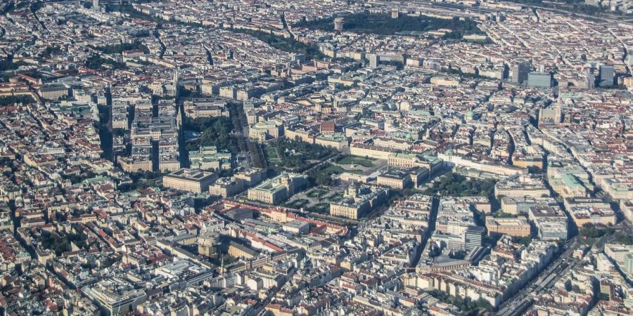 Eine Luftaufnahme von Wien.