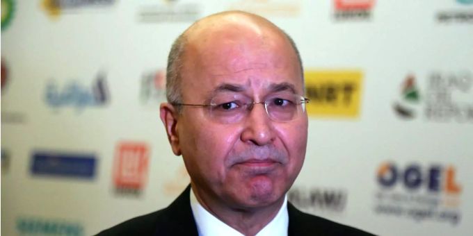Barham Saleh spricht bei einer Pressekonferenz in Bagdad. Barham Saleh spricht bei einer Pressekonferenz in Bagdad.