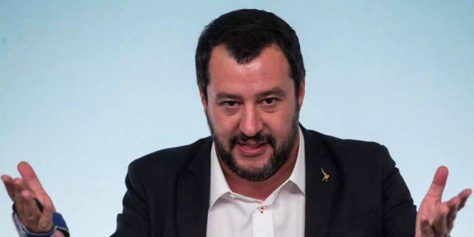 Matteo Salvini, Innenminister von Italien, hält eine Rede.