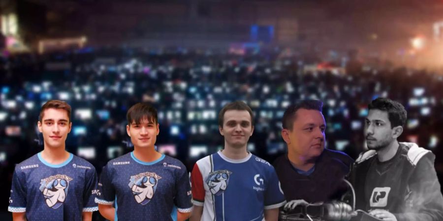 Das PostFinance League of Legends Team besteht aus (v.l.n.r.): Nikola «Greenfire» Dimovic, Marco «Polo» Buchholz, Antoine «Vango» Tinguely, Dennis «Koala» Berg und Mahdi «Pride» Nasserzadeh.