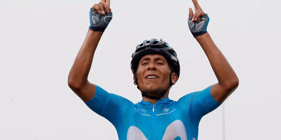 Nairo Quintana feiert seinen Etappensieg.