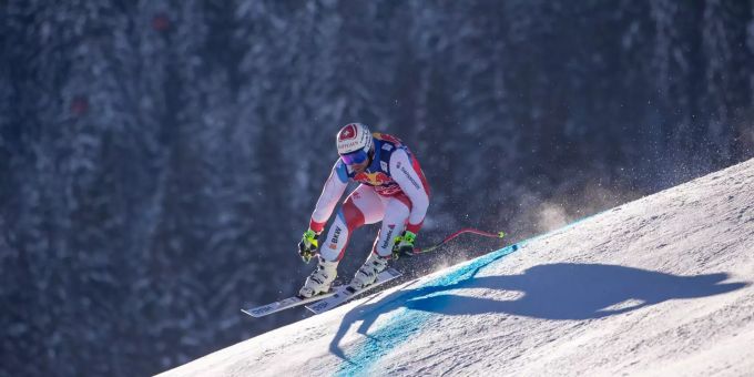 Beat Feuz während dem 1. Training der Herren heute Dienstag auf der Streif in Kitzbühel. Beat Feuz während dem 1. Training.