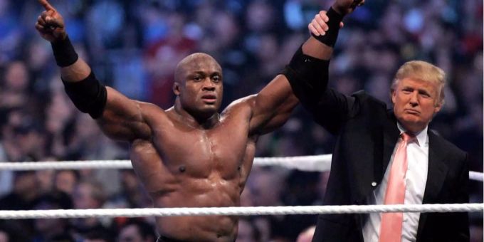 Donald Trump erschien mehrmals im Wrestling-Ring und spielte sich selber. Donald Trump erschien mehrmals im Wrestling-Ring und spielte sich selber.