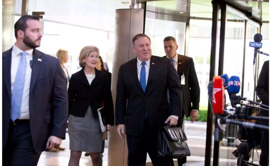 Pompeo bei der Ankunft in Brüssel.