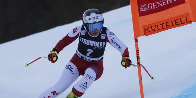 Die Österreicherin Nicole Schmidhofer während dem Super-G in Kvitfjell. Nicole Schmidhofer