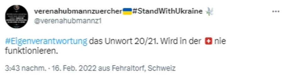 Eigenverantwortung werde in der Schweiz nie funktionieren, meinte eine Userin auf Twitter.