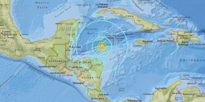 Das Epizentrum lag vor der Küste Honduras. Das Epizentrum lag vor der Küste Honduras.