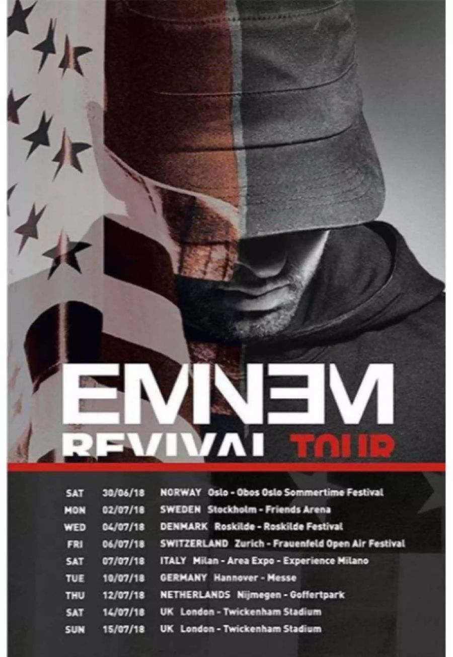 Ab in den Geografie-Unterricht! «Schweiz, Zürich - Openair Frauenfeld», schreibt Eminem.