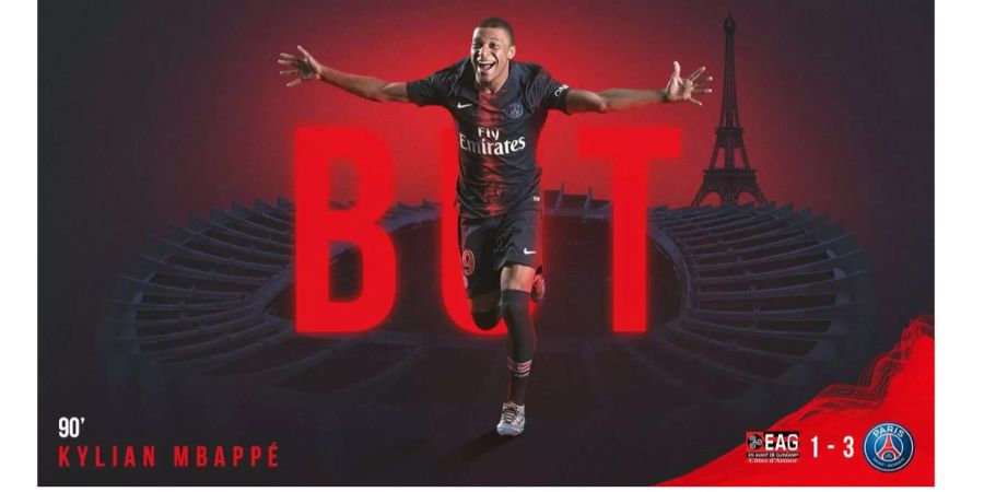 Kylian Mbappé auf einer Bildmontage des Klubs.