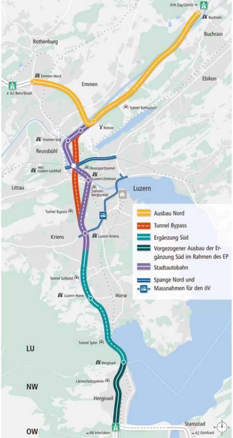 Das Gesamtprojekt «Bypass» und «Spange Nord»