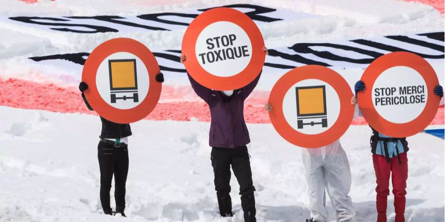 Die Protestaktion der «Alpen-Initiative» auf dem Simplon.