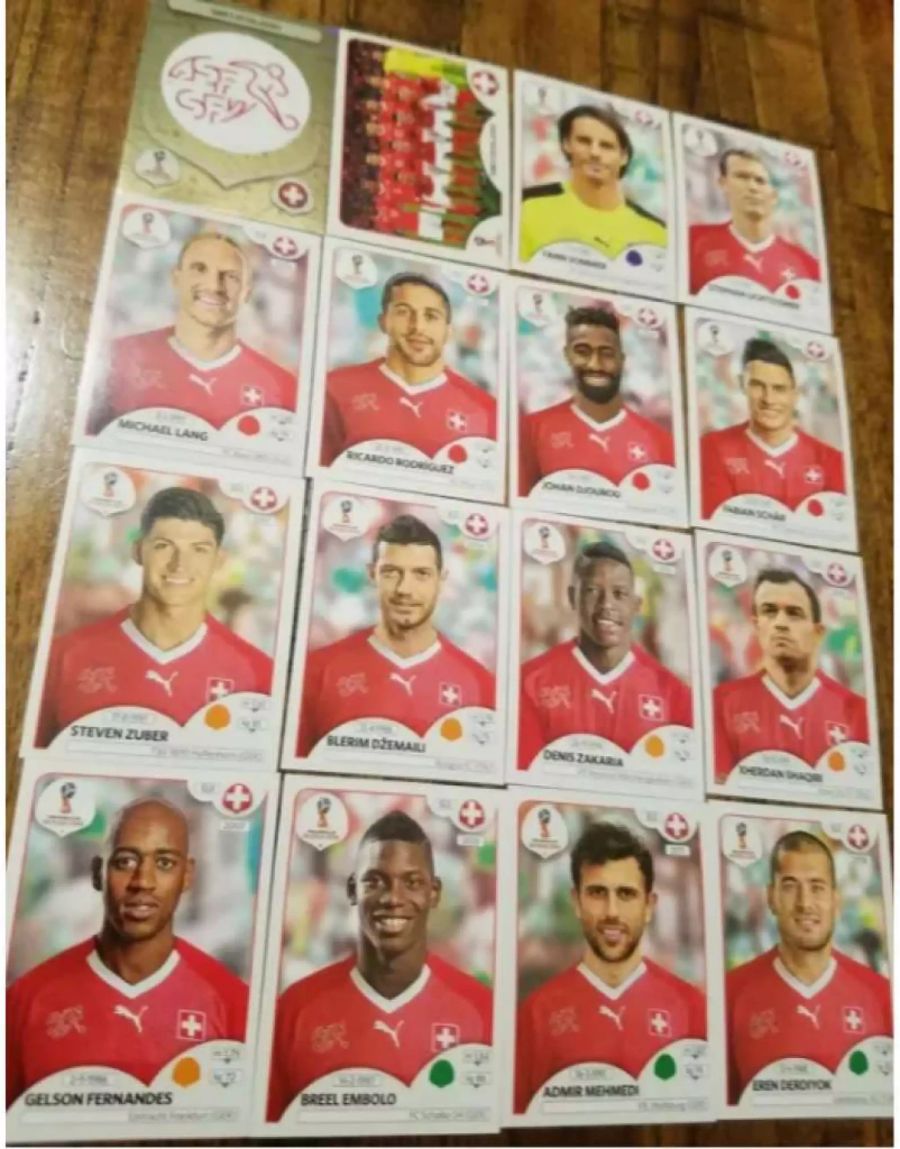 So sehen die Schweizer Panini-Bilder 2018 aus – es fehlen Xhaka, Seferovic, Akanji und Behrami.